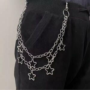 Vintage Jeans Pants Star Chan Chain Belt decor